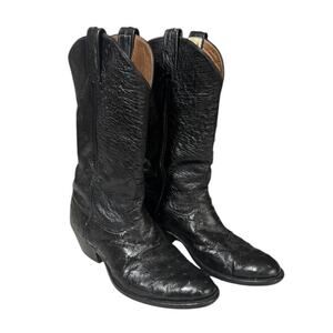 Moran Exotic Full Quill Ostrich Custom Shaft Mens Size 6 black Boots Ostrich